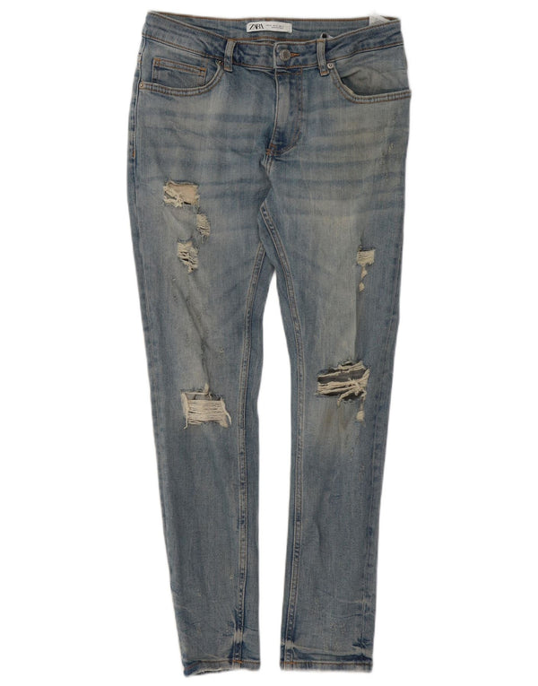 Мужские потертые узкие джинсы Zara EU 40 Medium W31 L29, синий хлопок