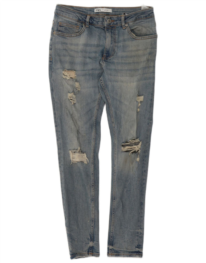 Мужские потертые узкие джинсы Zara EU 40 Medium W31 L29, синий хлопок