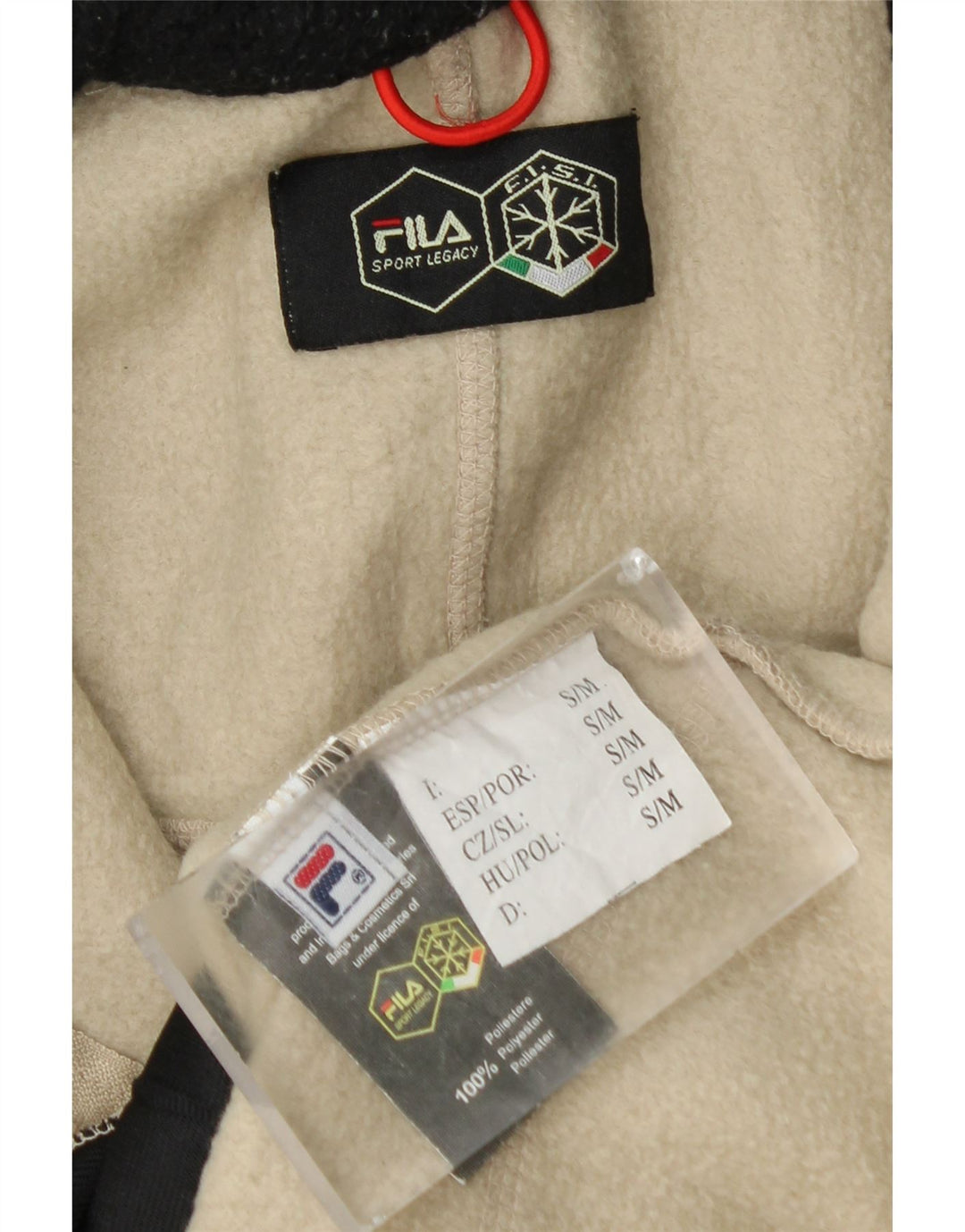 Мужская флисовая куртка FILA UK 36, маленькая, бежевый, полиэстер с цветными блоками