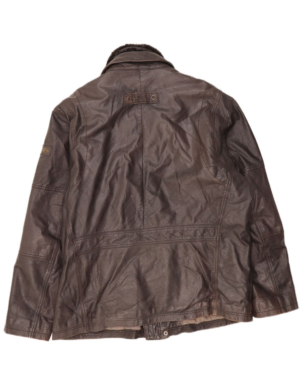 Мужская кожаная куртка Camel Active IT 58 4XL Коричневая кожа