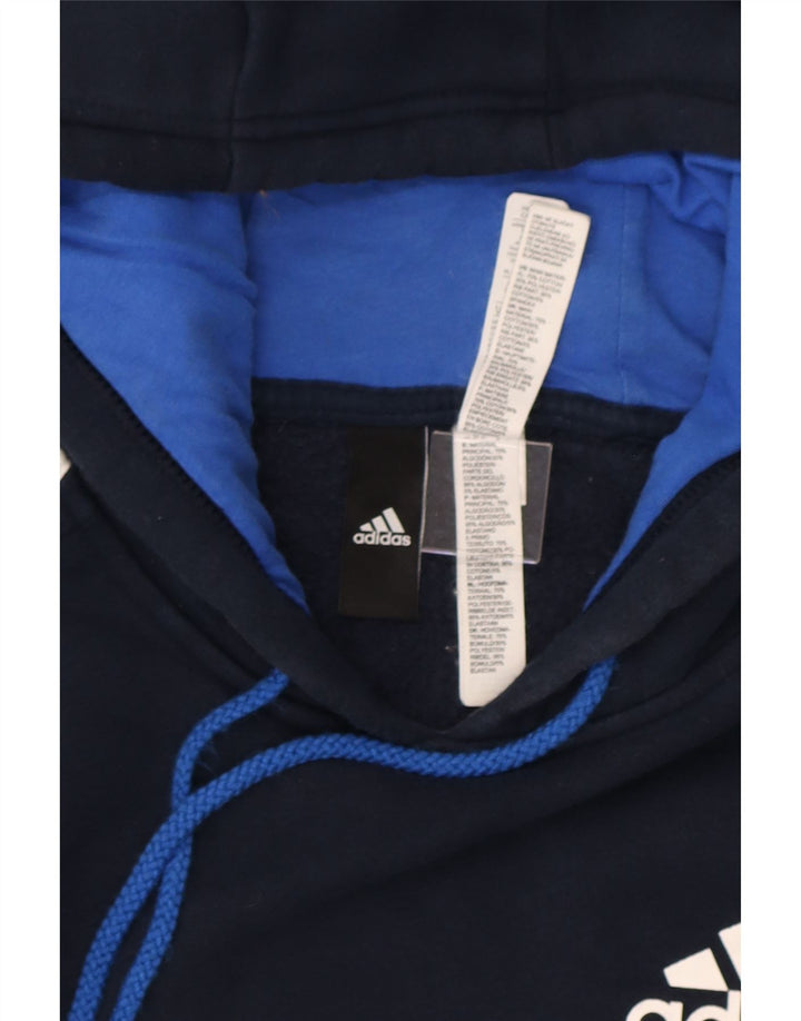 Мужской джемпер с капюшоном Adidas среднего размера, темно-синий, хлопок