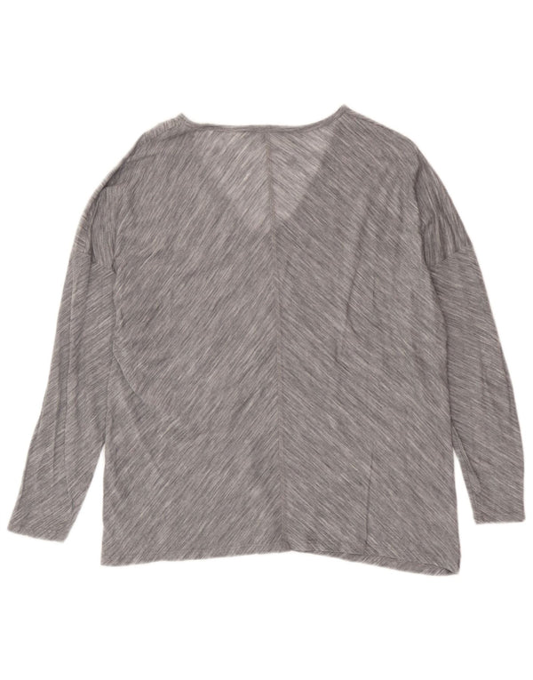 Massimo Dutti Womens Oversized Top 3/4 Sleeve UK 10 Small Grey Striped