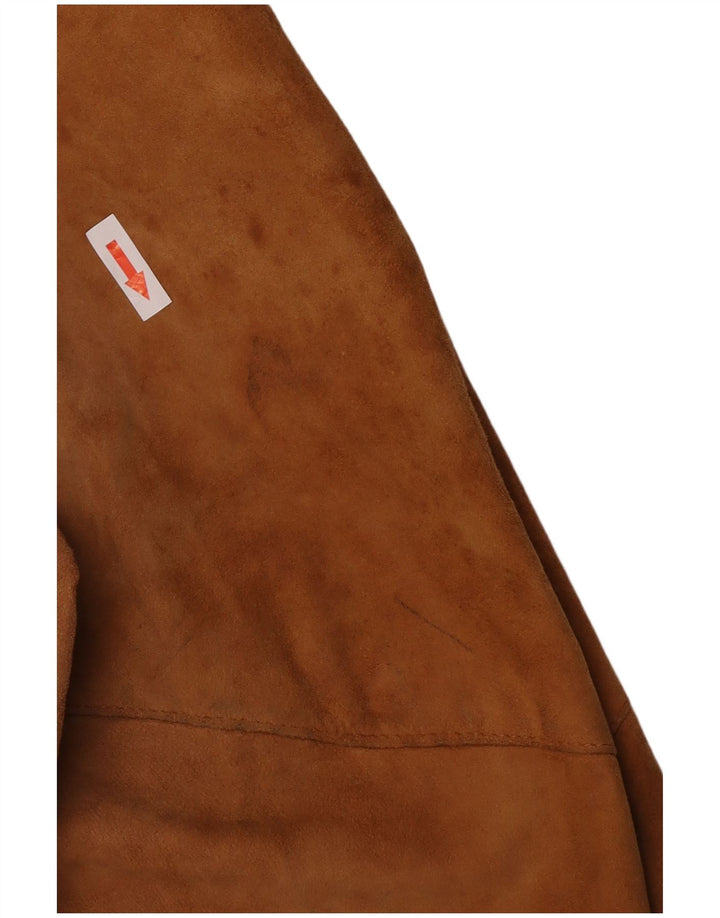 Винтажная мужская замшевая куртка-бомбер UK 38, средний коричневый цвет
