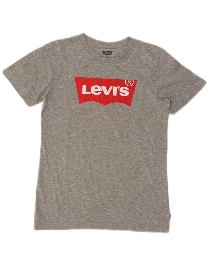 Футболка с рисунком Levi's для мальчиков 13–14 лет, серая в крапинку