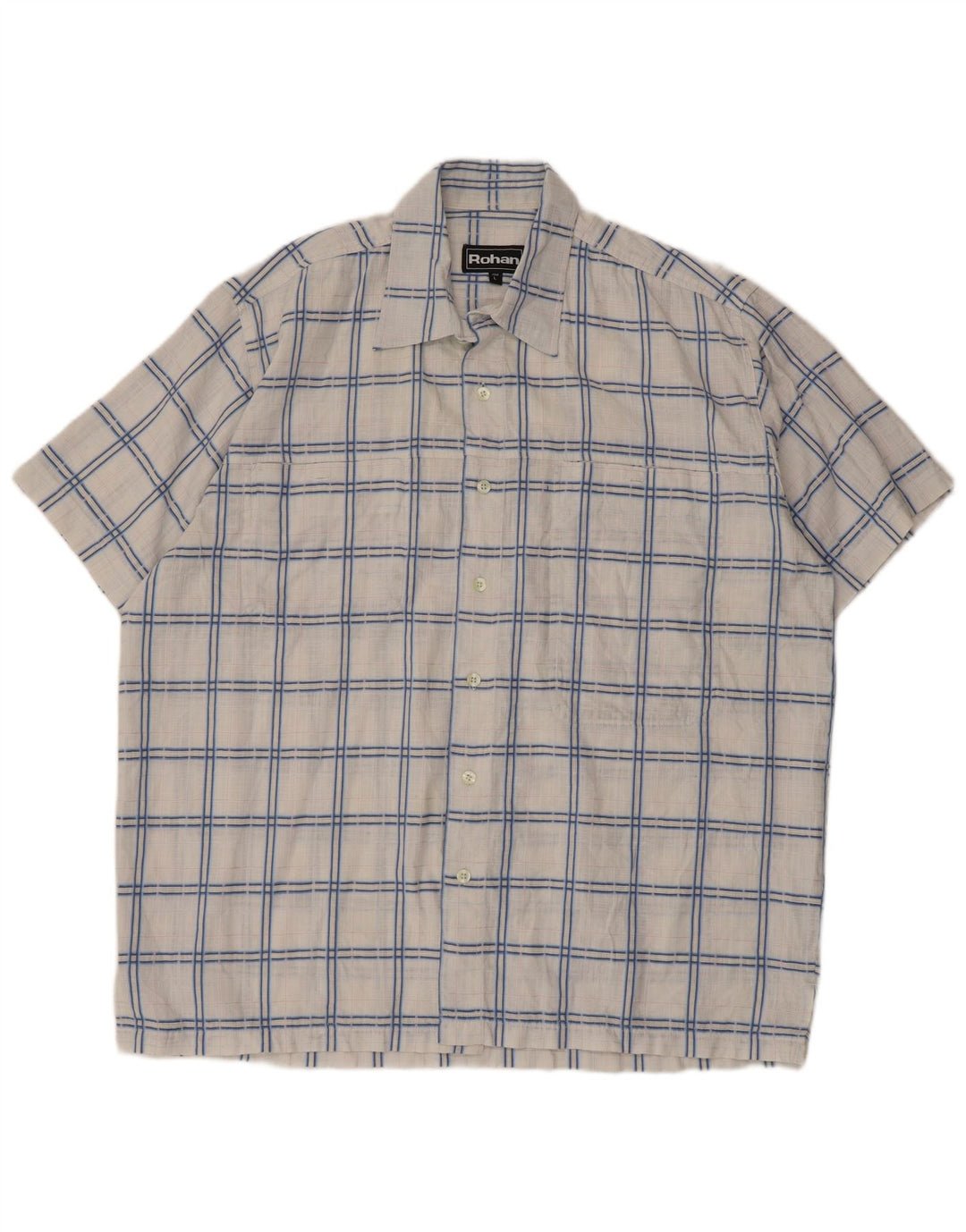 Мужская рубашка Rohan с коротким рукавом, большая белая клетка из полиэстера