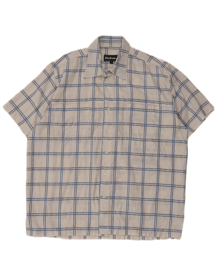 Мужская рубашка Rohan с коротким рукавом, большая белая клетка из полиэстера