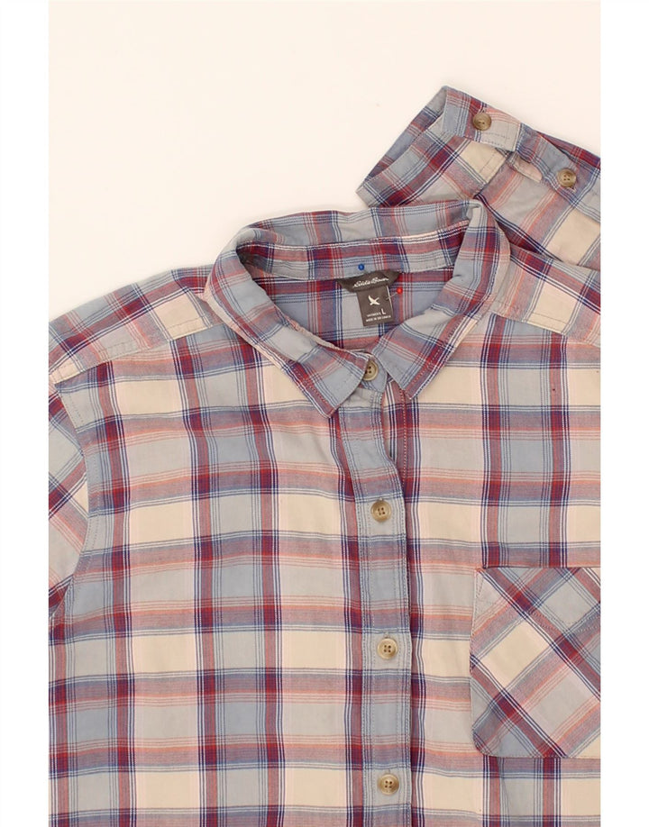 EDDIE BAUER Womens Shirt UK 16 Large Blue Check Cotton Vintage Eddie Bauer and Second-Hand Eddie Bauer from Messina Hembry 