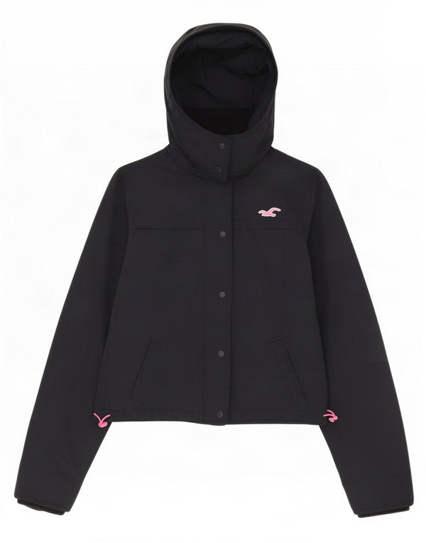 Женская дождевик с капюшоном Hollister UK 14, средний темно-синий, нейлон
