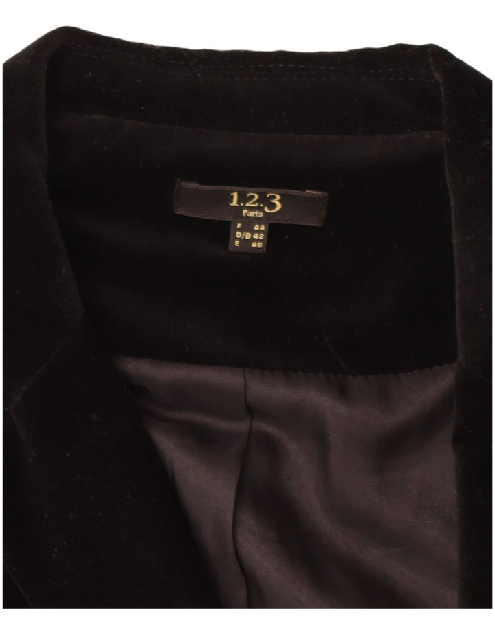 1.2.3 Женский бархатный пиджак PARIS на 2 пуговицах EU 44, средний черный хлопок