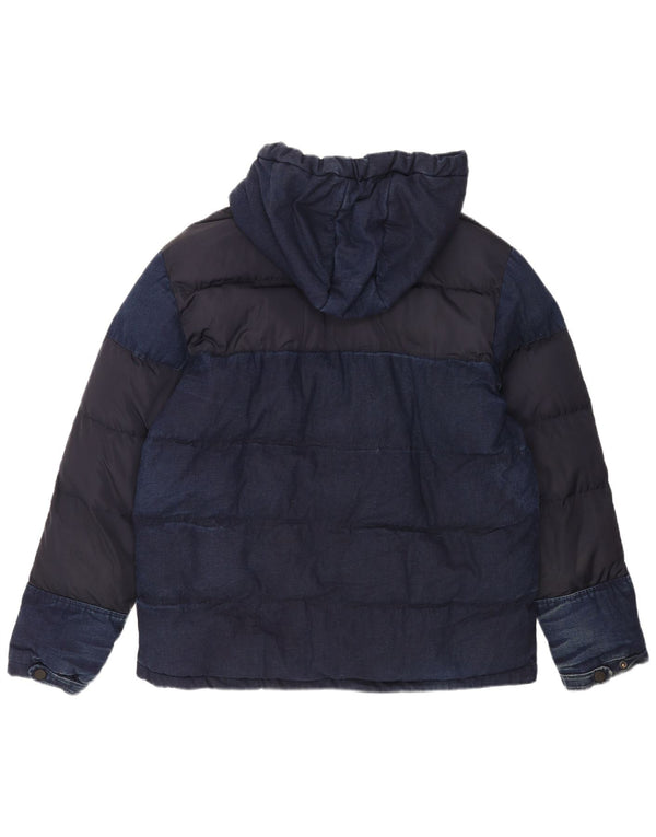 Мужская стеганая куртка с капюшоном Zara UK 42 XL, темно-синий хлопок