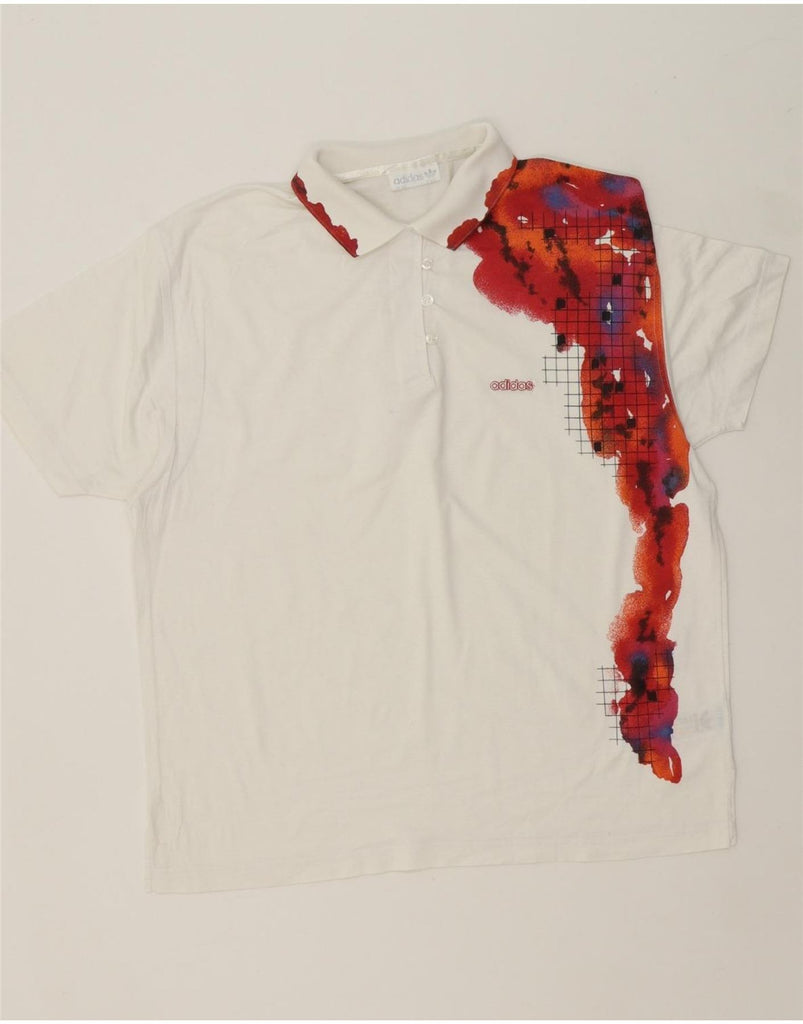 ADIDAS Womens Polo Shirt UK 18 XL White Colourblock Cotton Vintage Adidas and Second-Hand Adidas from Messina Hembry 
