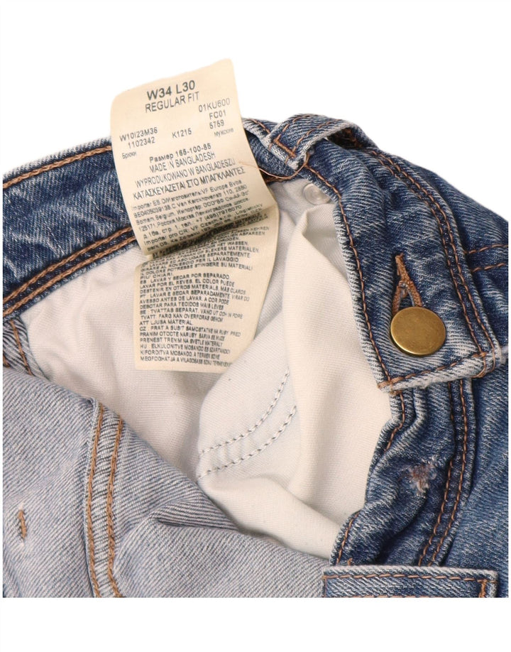 Мужские прямые джинсы WRANGLER стандартного кроя W34 L30, синий хлопок