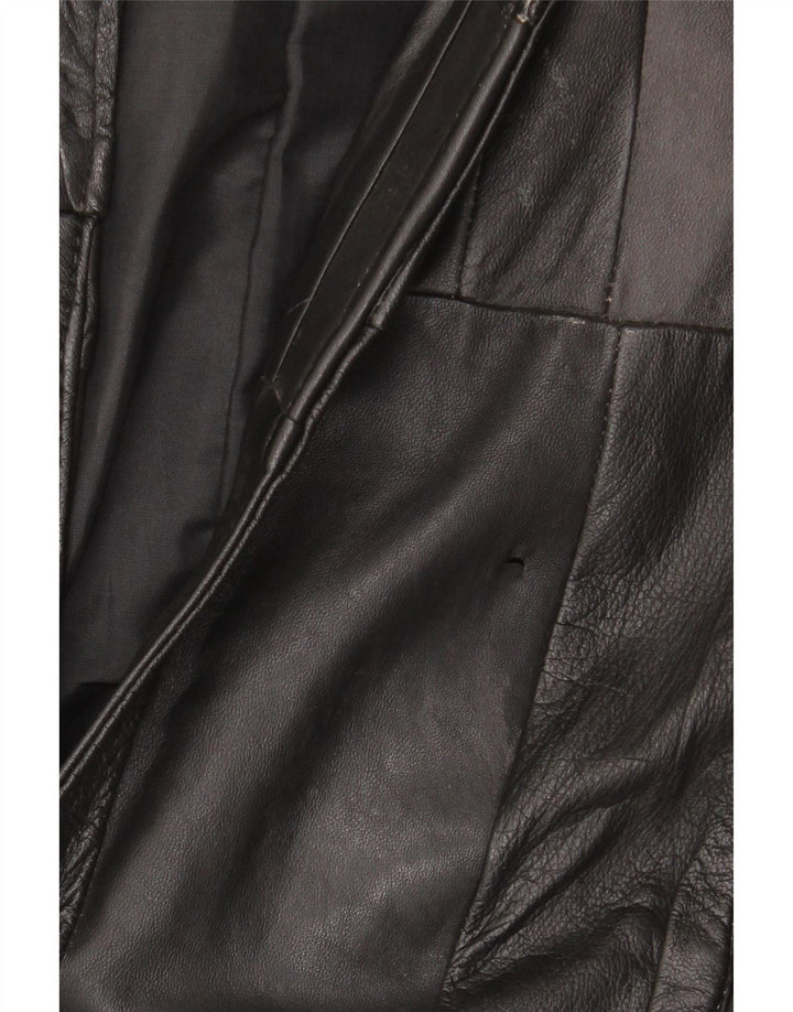 Мужской кожаный жилет VINTAGE UK 38, средний черный в стиле пэчворк