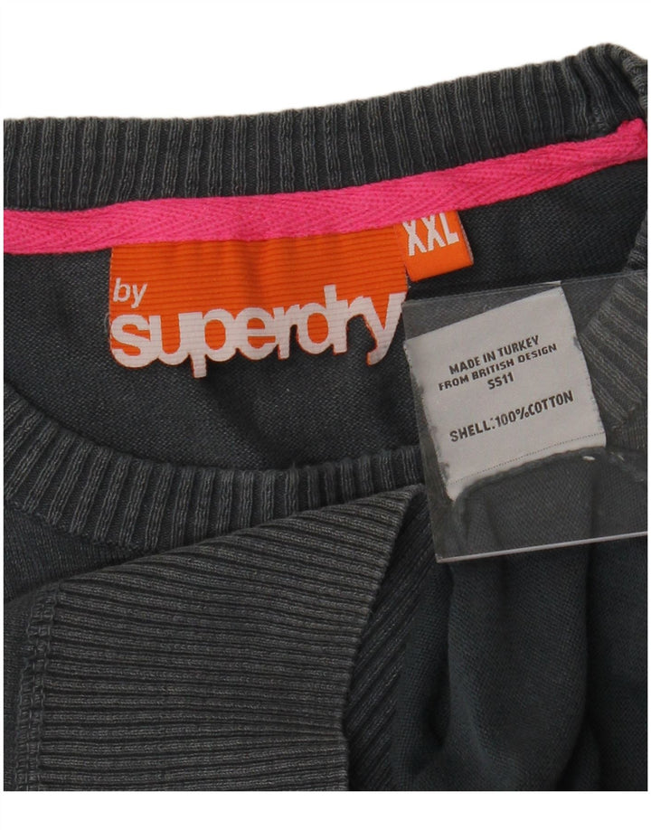 SUPERDRY Мужской свитер с круглым вырезом 2XL, серый хлопок