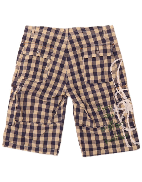 Женские шорты карго с рисунком Desigual EU 42, большие W34, темно-синие в клетку