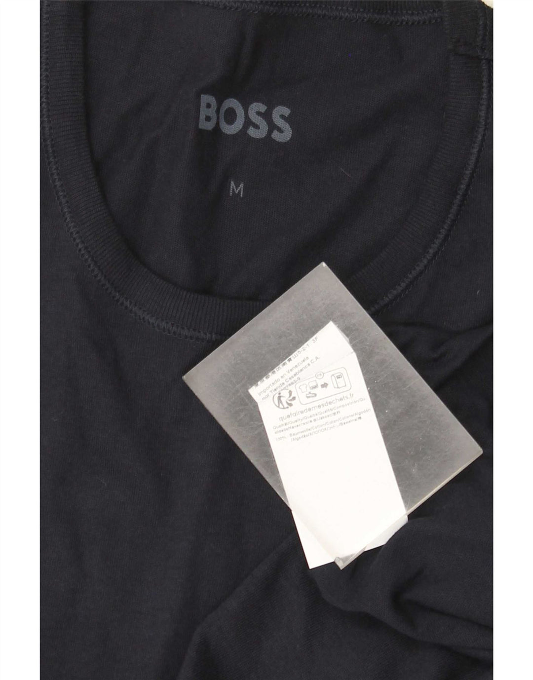 Мужская футболка Hugo Boss, темно-синий, хлопковый топ среднего размера