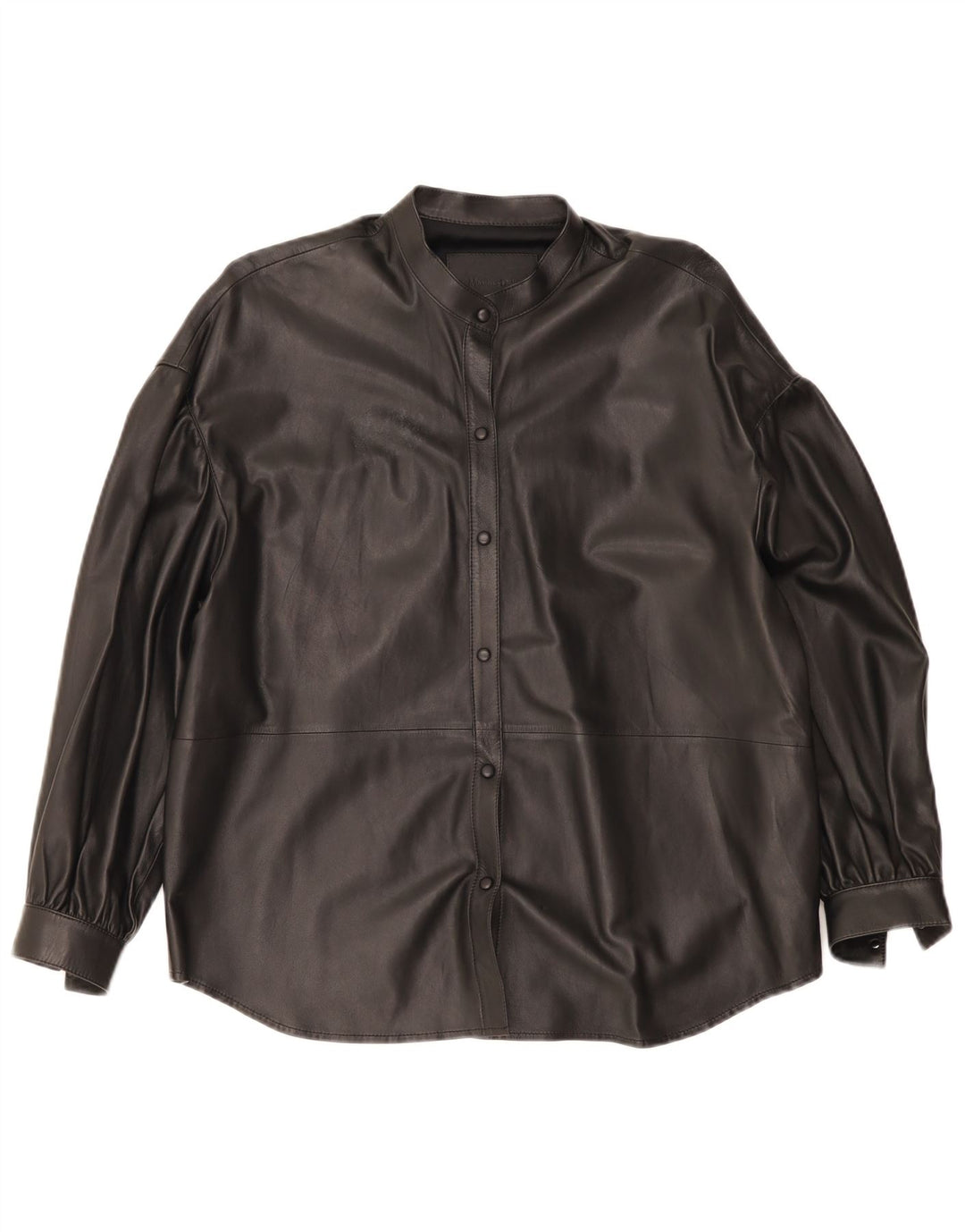 Женская кожаная рубашка оверсайз Massimo Dutti UK 6 XS черная кожа