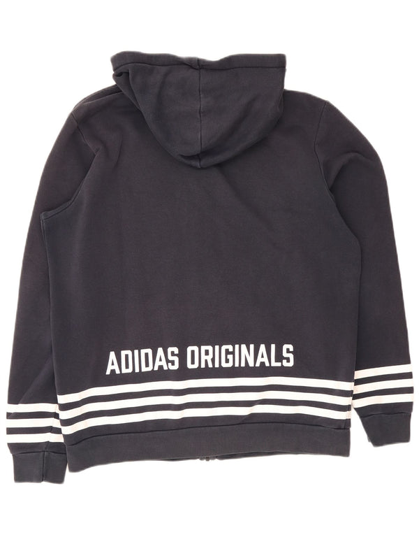 Мужской свитер с капюшоном Adidas на молнии с графическим рисунком, большой темно-синий, хлопковый