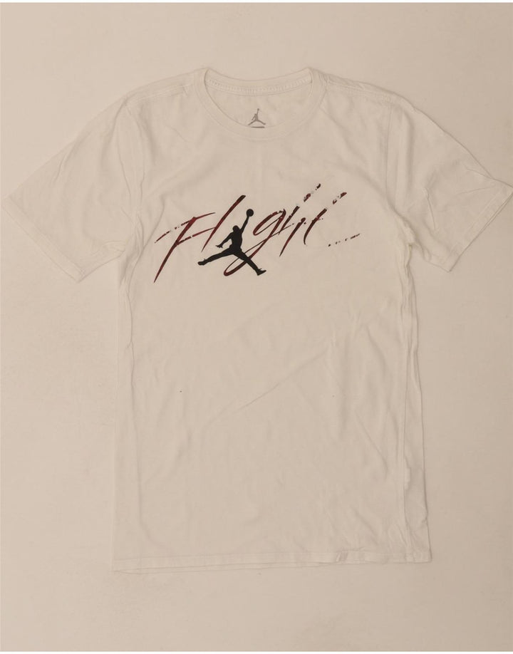 JORDAN Mens Graphic T-Shirt Top Small White Cotton Vintage Jordan and Second-Hand Jordan from Messina Hembry 