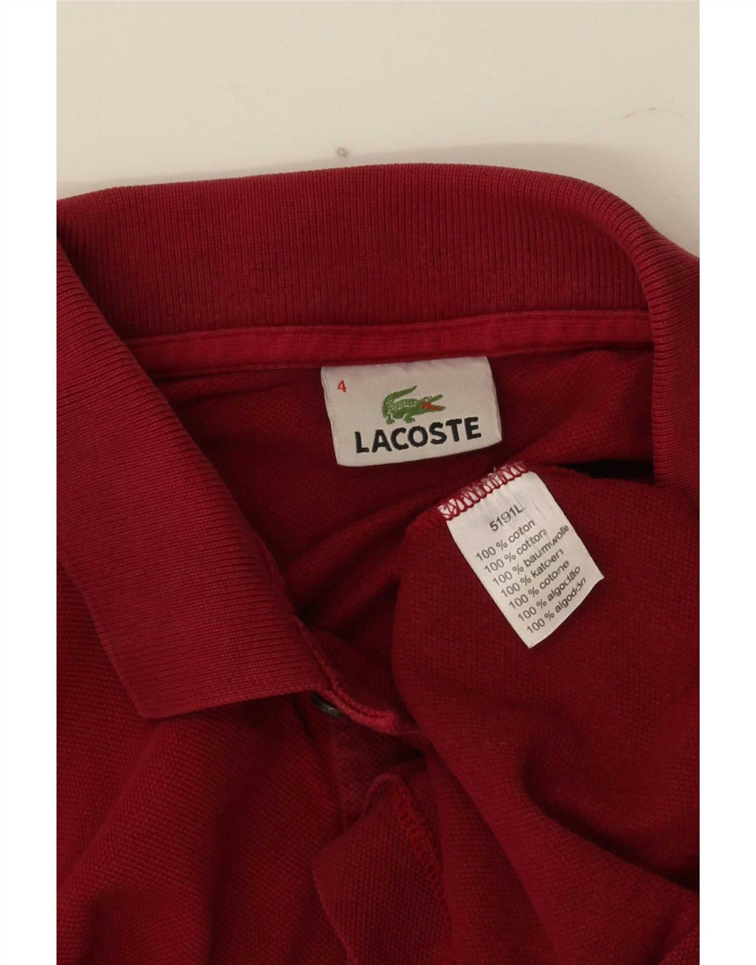 Мужская рубашка-поло Lacoste, размер 4, средний красный хлопок, размер 4