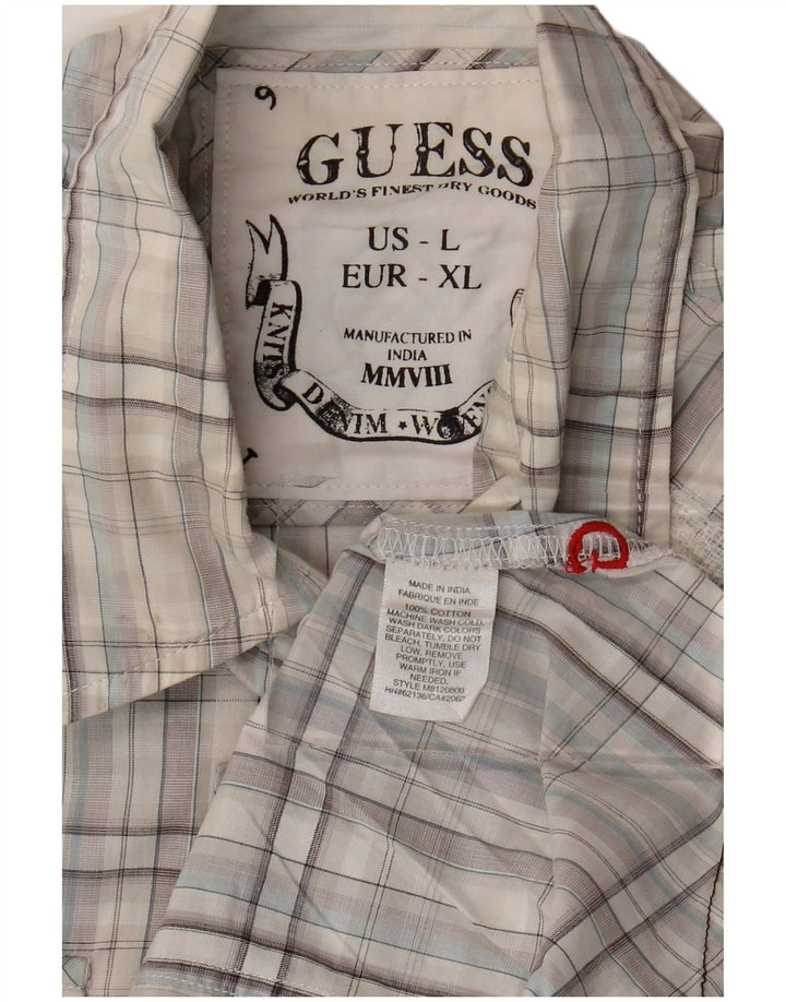 Мужская рубашка Guess в крупную серую клетку из хлопка