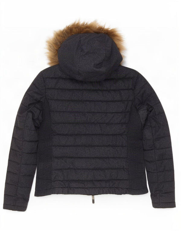 Женская утепленная куртка Superdry с капюшоном UK 18 XL Темно-синий нейлон с крапинками