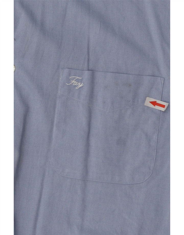 Мужская рубашка Fay, размер 44, 17, 1/2 XL, синяя, хлопковая