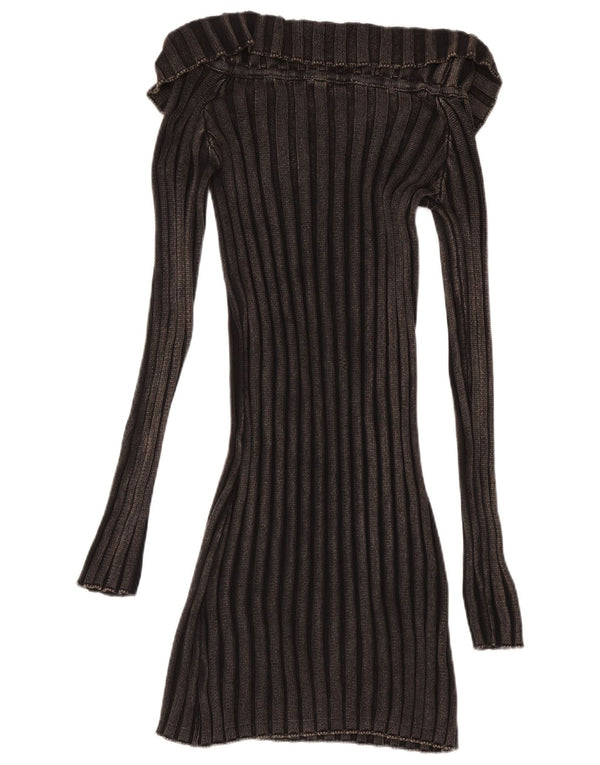 Женское платье-джемпер с длинными рукавами ZARA UK 14, большой черный хлопок