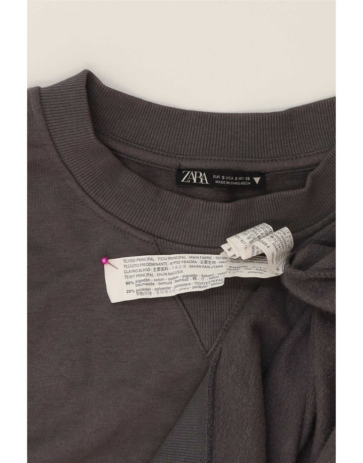 Женский свитер оверсайз Zara UK 10, маленький серый хлопковый джемпер