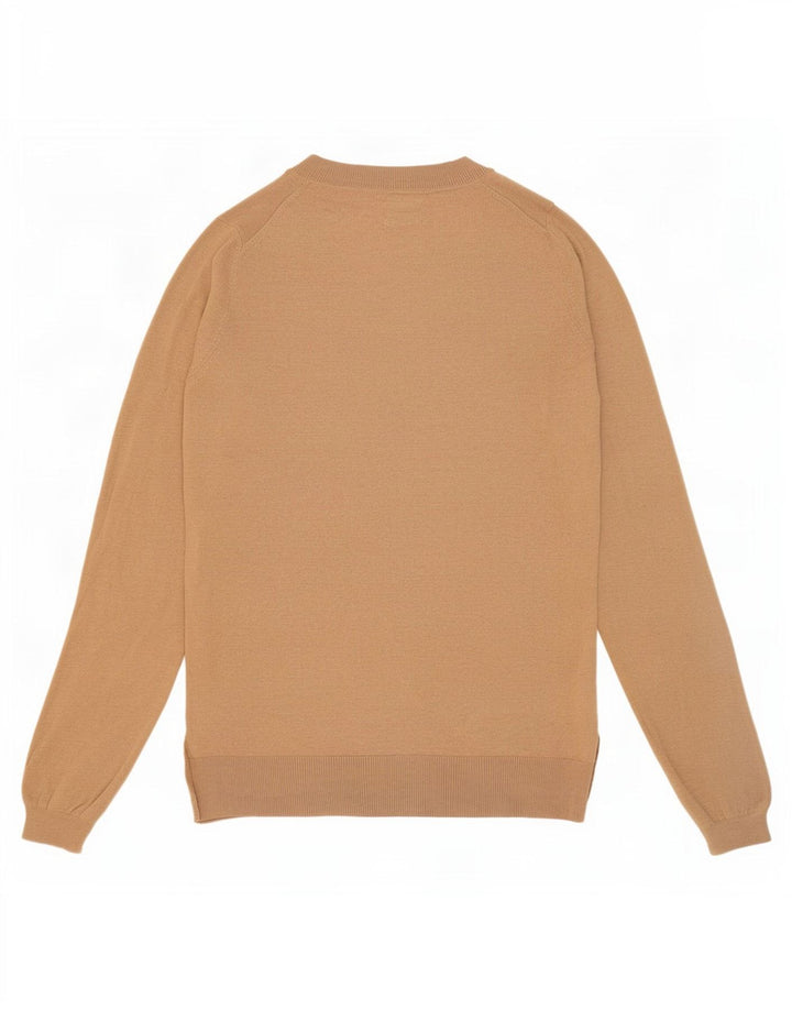Женский джемпер с v-образным вырезом Massimo Dutti UK 12, средний бежевый, шерсть