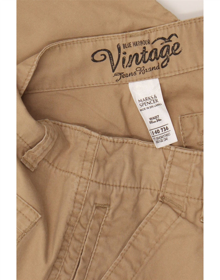 Мужские шорты-бермуды Marks & Spencer Blue Harbour W34, большие, бежевые