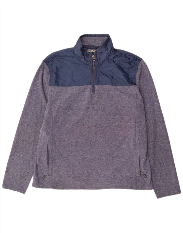Мужской свитшот с воротником на молнии Eddie Bauer, большой синий с цветными блоками