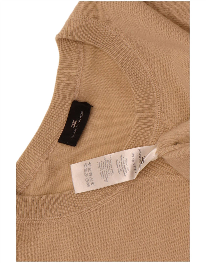 Женский джемпер с круглым вырезом Elisabetta Franchi IT 40, маленький бежевый