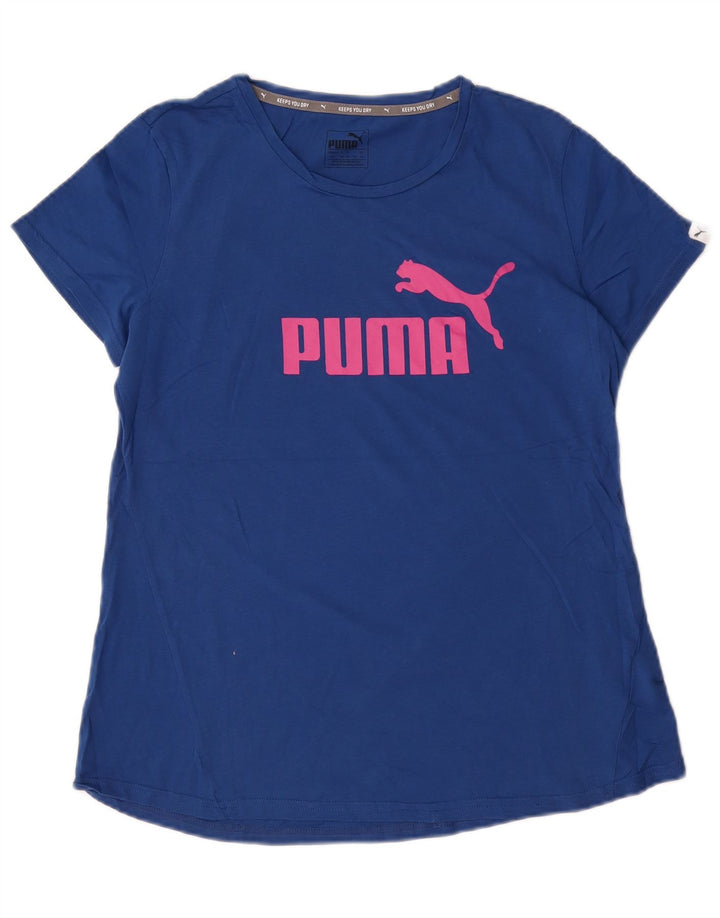 Женская футболка с рисунком Puma Top UK 14, средний синий хлопок
