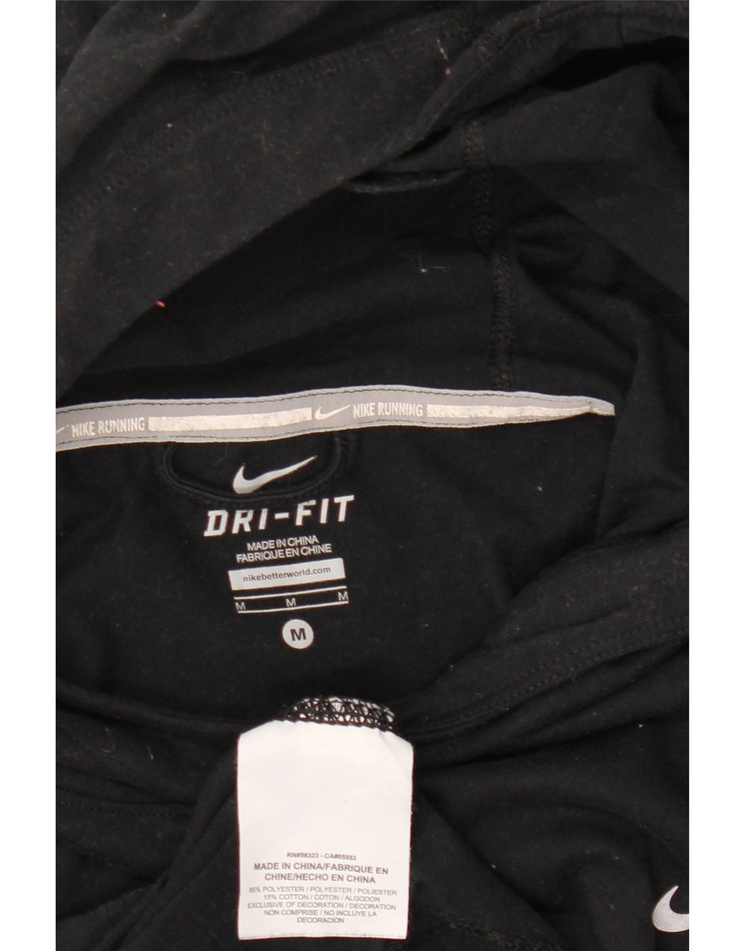 Женский топ с капюшоном NIKE Dri Fit с длинным рукавом UK 14, средний черный полиэстер