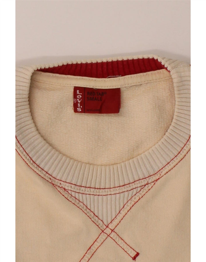 LEVI'S Mens Graphic Sweatshirt Jumper Small Beige Cotton Vintage Levi's and Second-Hand Levi's from Messina Hembry 