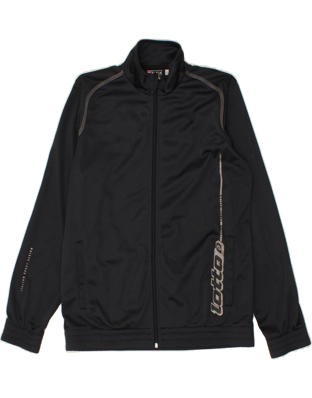 LOTTO Boys Graphic Tracksuit Top Jacket 15-16 Years XL Navy Blue Polyester Vintage Lotto and Second-Hand Lotto from Messina Hembry 