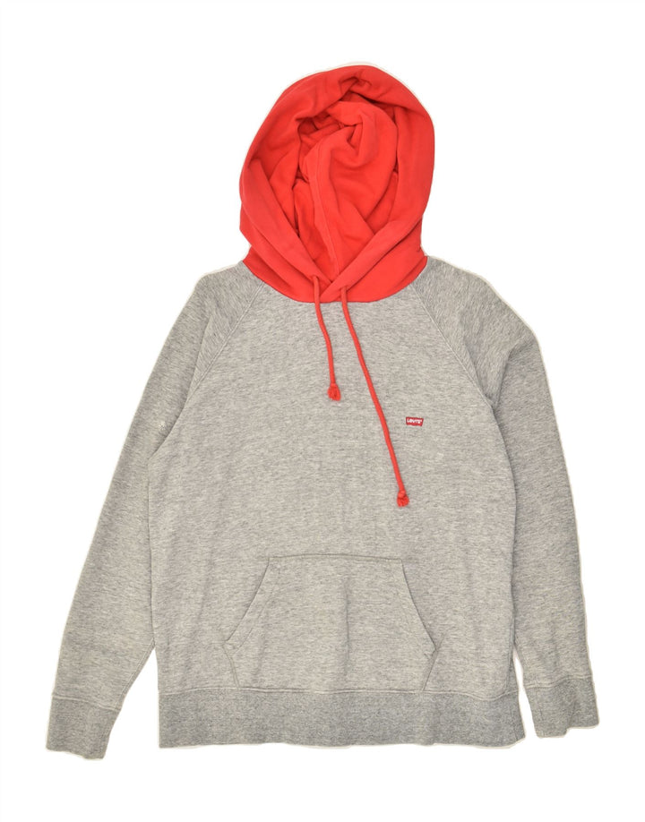 LEVI'S Womens Hoodie Jumper UK 14 Medium Grey Colourblock Vintage Levi's and Second-Hand Levi's from Messina Hembry 
