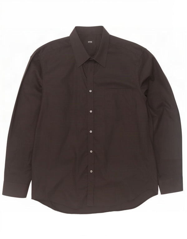 Hugo Boss Mens Shirt Size 44 17 1/2 XL Black Cotton