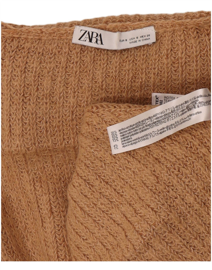 Женский свободный джемпер с высоким воротником Zara UK 10, маленький размер, бежевый акрил