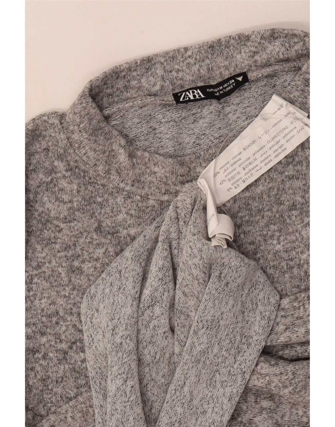 Женская блузка с длинным рукавом Zara UK 12, вискоза среднего серого цвета с крапинками