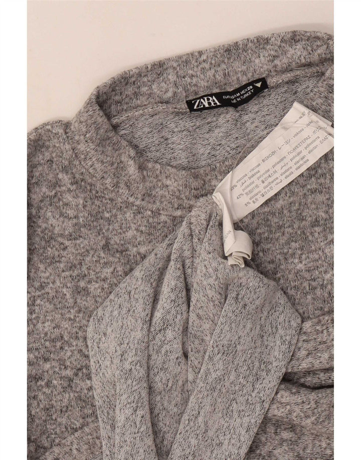 Женская блузка с длинным рукавом Zara UK 12, вискоза среднего серого цвета с крапинками