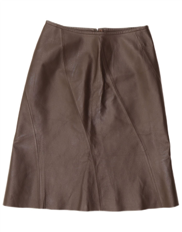 ВИНТАЖНАЯ женская кожаная юбка UK 12 Medium W28 Коричневая кожа