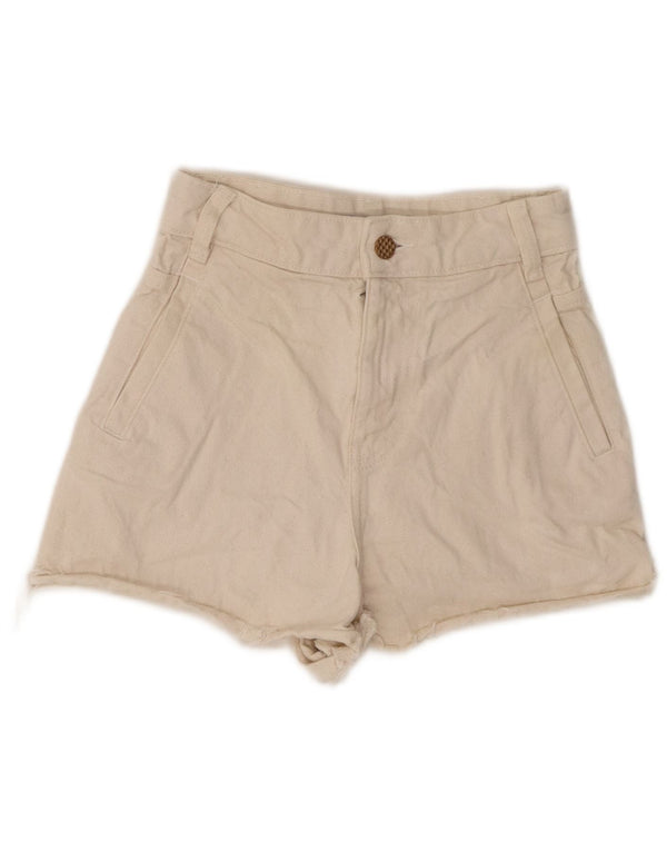 Zara Женские джинсовые шорты с широкими штанинами и высокой талией EU 32 2XS W22 Белые