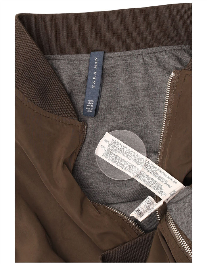 Мужская куртка-бомбер ZARA UK 38, средний коричневый полиэстер