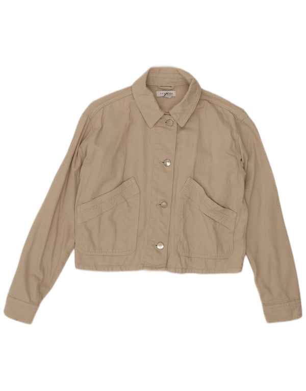 Женский укороченный бомбер оверсайз Topshop Petite UK 6 XS, бежевый хлопок