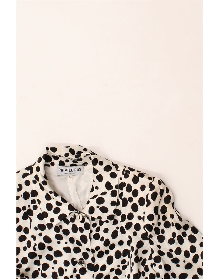 PRIVILEGIO Womens 3 Button Blazer Jacket IT 42 Medium White Spotted Vintage Privilegio and Second-Hand Privilegio from Messina Hembry 