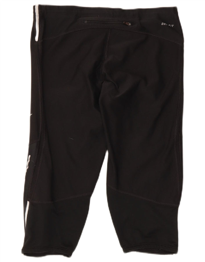 Женские леггинсы-капри Nike Dri Fit UK 12, средний черный, полиэстер с цветными блоками