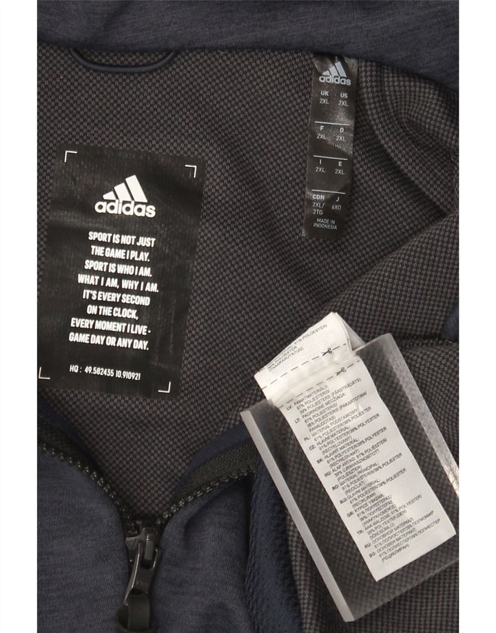 Мужской свитер с капюшоном на молнии Adidas 2XL темно-синий из полиэстера