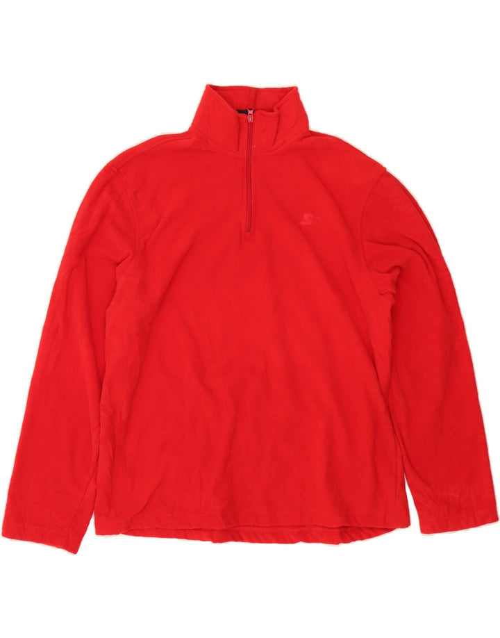 STARTER Mens Zip Neck Fleece Jumper UK 42/44 Large Red Polyester Vintage Starter and Second-Hand Starter from Messina Hembry 